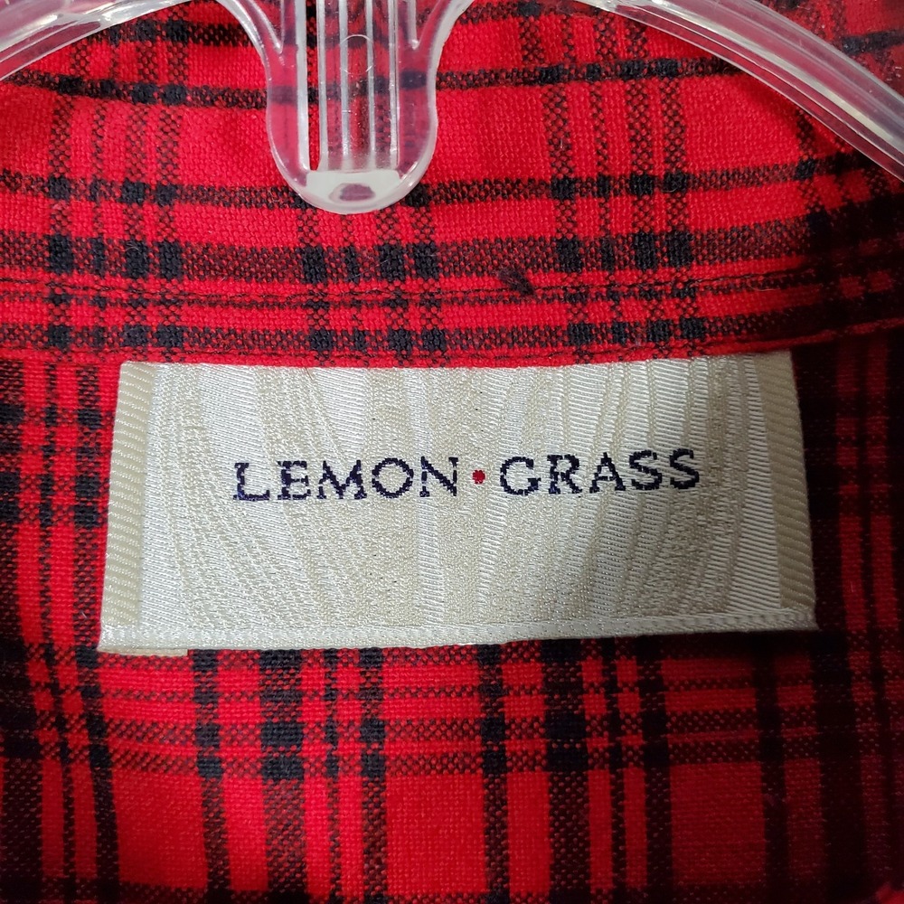 Lemon Grass Holiday Top Womens XL Red Black Plaid Button Santa Snowman Christmas - Picture 7 of 9